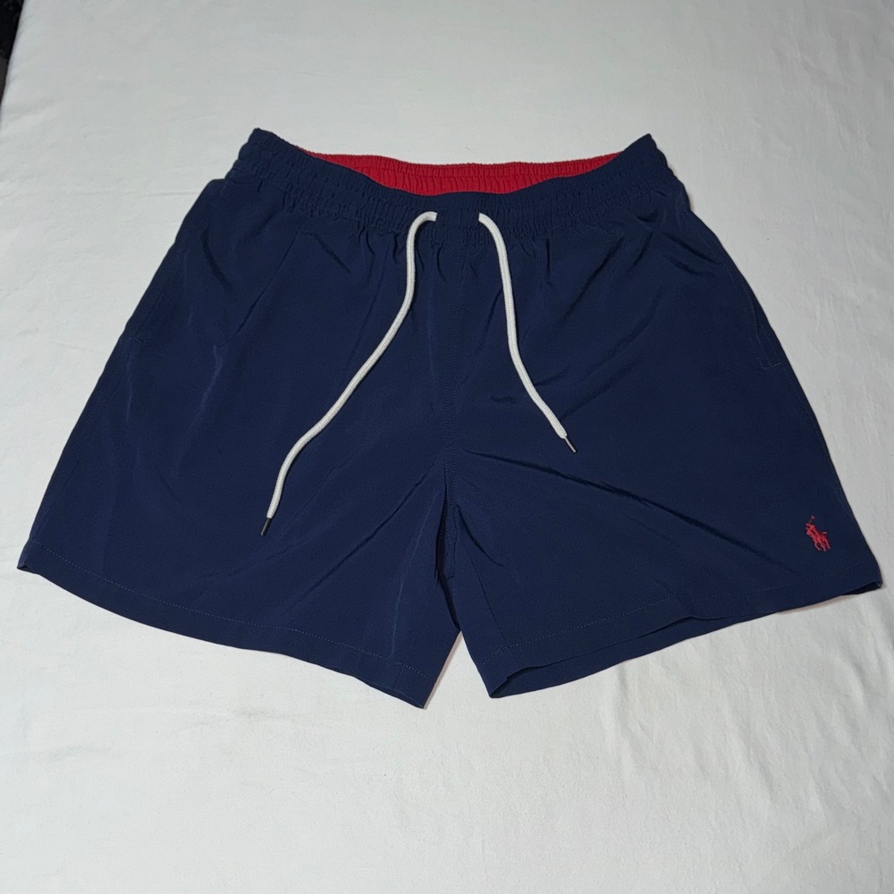 Polo Ralph Lauren Swim Trunks Mens L Navy Blue Board Shorts Drawstring NWOT